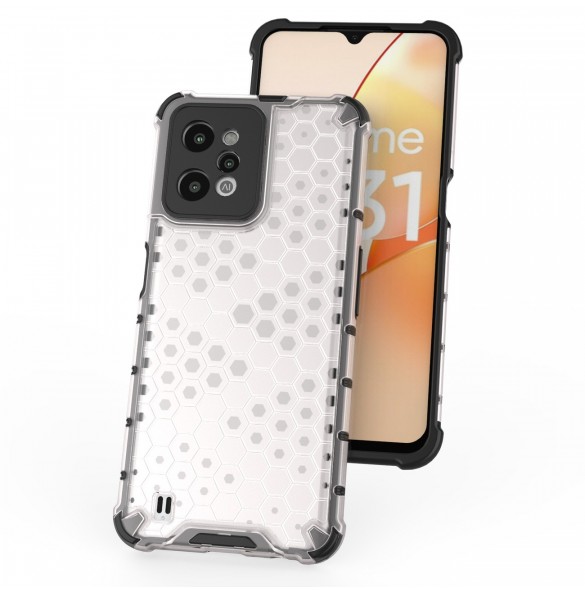 Honeycomb fodral pansarfodral med en gelram Realme C31 transparent