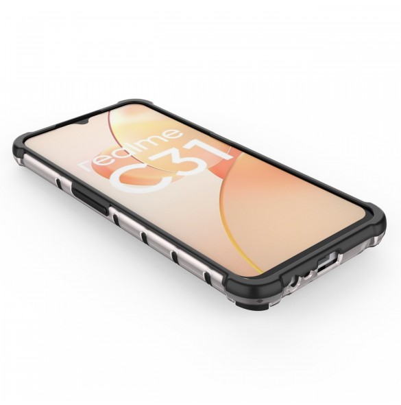 Honeycomb fodral pansarfodral med en gelram Realme C31 transparent
