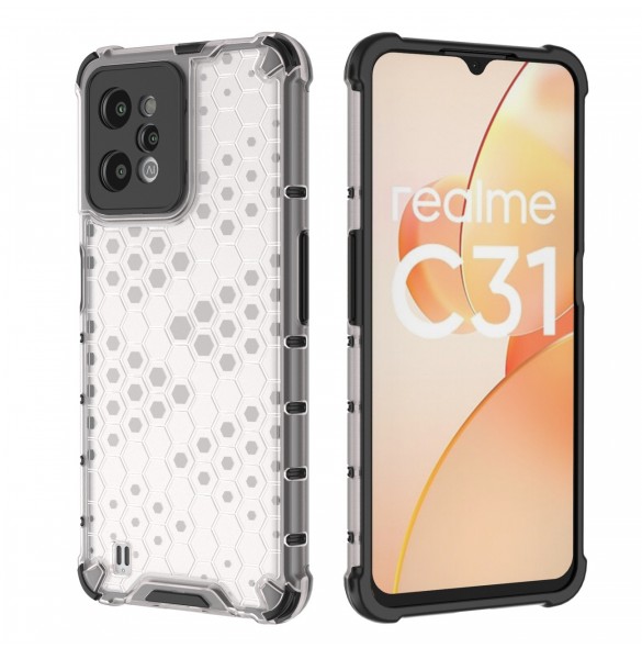 Honeycomb fodral pansarfodral med en gelram Realme C31 transparent