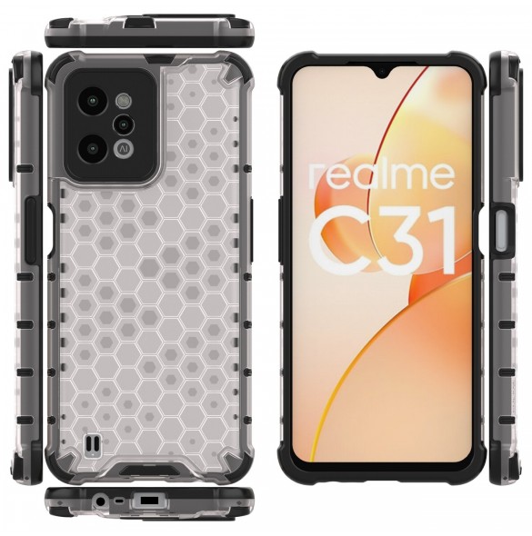 Honeycomb fodral pansarfodral med en gelram Realme C31 transparent