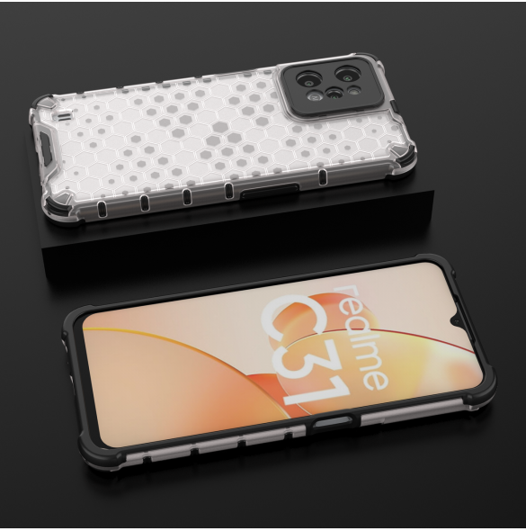 Honeycomb fodral pansarfodral med en gelram Realme C31 transparent
