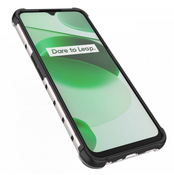 Honeycomb fodral pansarfodral med en gelram Realme C35 transparent