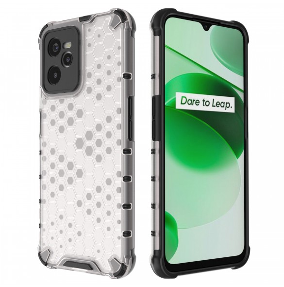 Honeycomb fodral pansarfodral med en gelram Realme C35 transparent