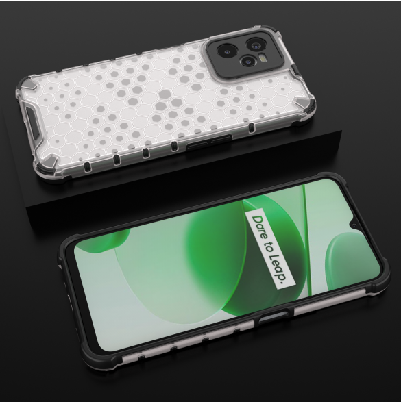 Honeycomb fodral pansarfodral med en gelram Realme C35 transparent