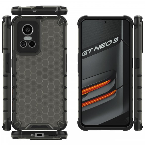 Honeycomb fodral pansarfodral med en gelram Realme GT Neo 3 svart