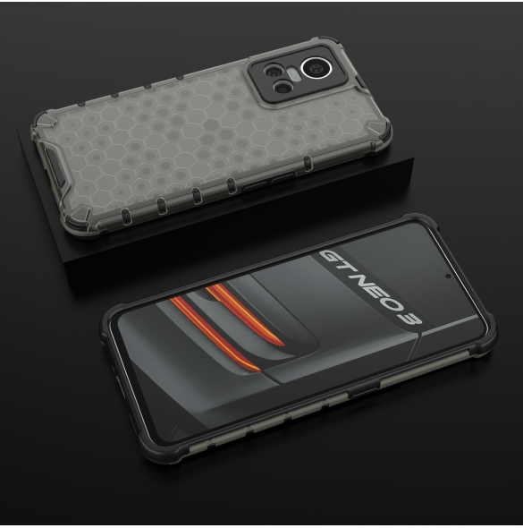 Honeycomb fodral pansarfodral med en gelram Realme GT Neo 3 svart
