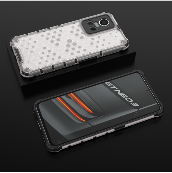 Honeycomb fodral pansarfodral med en gelram Realme GT Neo 3 transparent