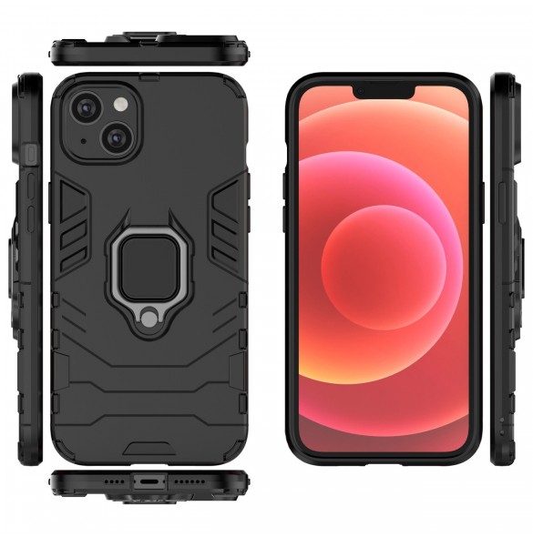 Ring Armour fodral till iPhone 14 Plus pansarskal magnetisk hållare ring svart