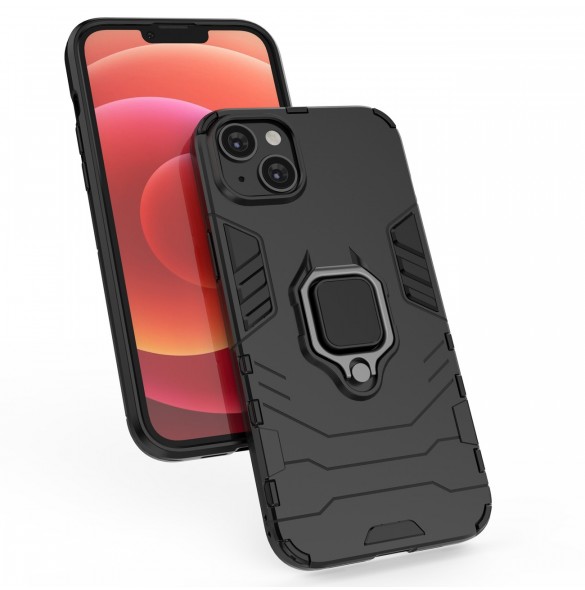 Ring Armour fodral till iPhone 14 Plus pansarskal magnetisk hållare ring svart