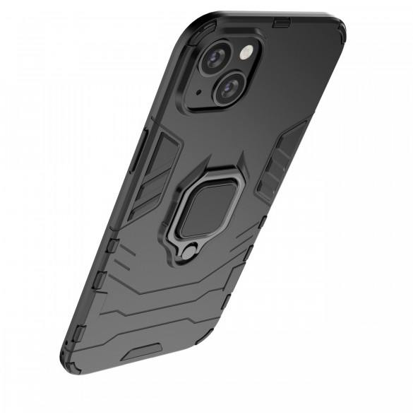 Ring Armour fodral till iPhone 14 Plus pansarskal magnetisk hållare ring svart