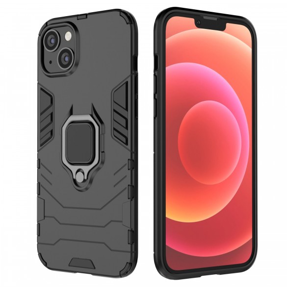 Ring Armour fodral till iPhone 14 Plus pansarskal magnetisk hållare ring svart