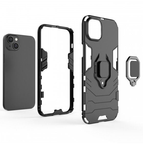 Ring Armour fodral till iPhone 14 Pro pansarskal magnetisk hållare ring svart