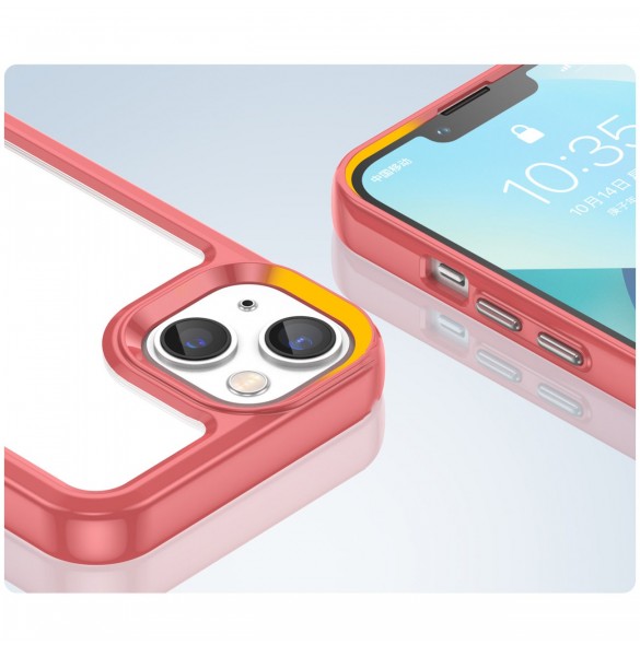 Outer Space Case iPhone 14 hårt skal med en röd gelram