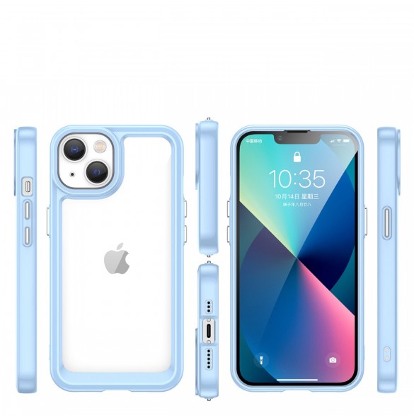 Outer Space Case iPhone 14 Plus hårt skal med gelram blå