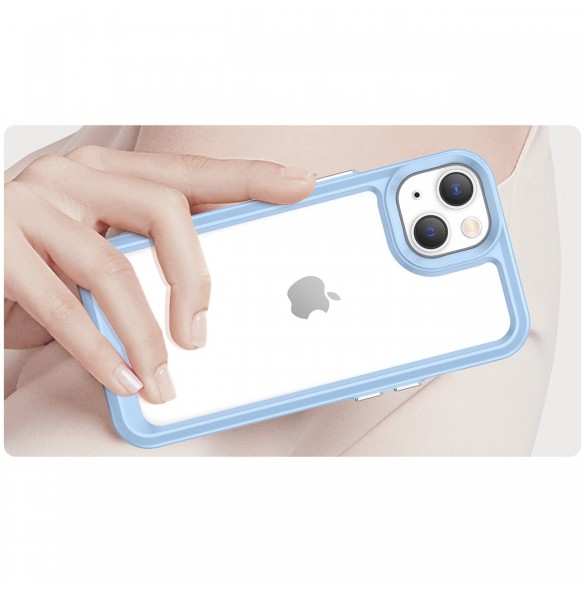 Outer Space Case iPhone 14 Plus hårt skal med gelram blå