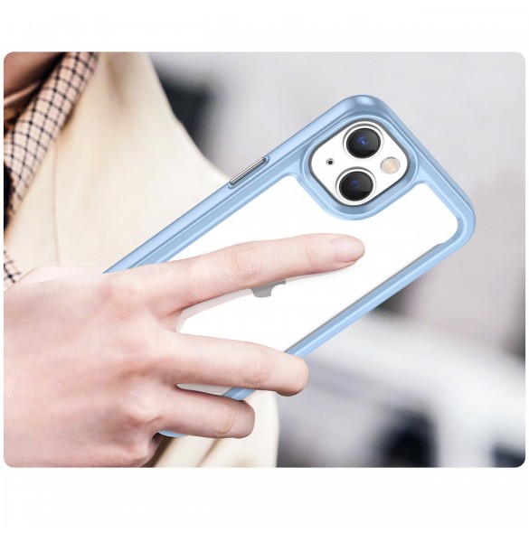 Outer Space Case iPhone 14 Plus hårt skal med gelram blå