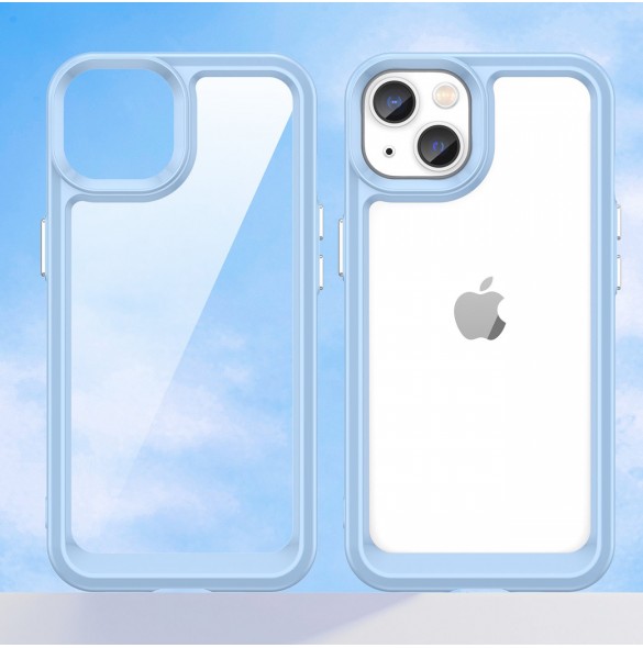 Outer Space Case iPhone 14 Plus hårt skal med gelram blå