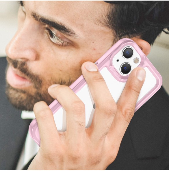 Outer Space Case iPhone 14 Plus hårt skal med en rosa gelram