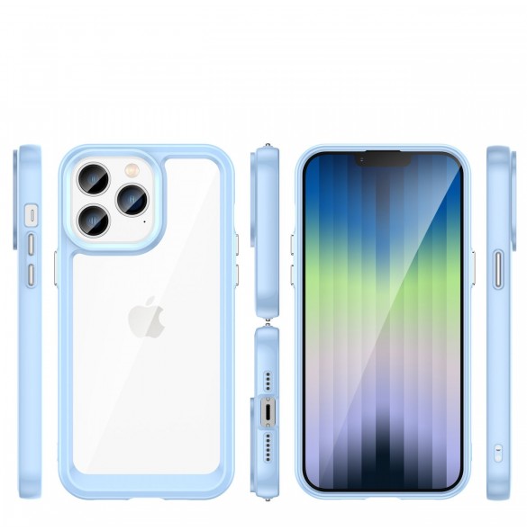 Outer Space Case iPhone 14 Pro hårt skal med en blå gelram