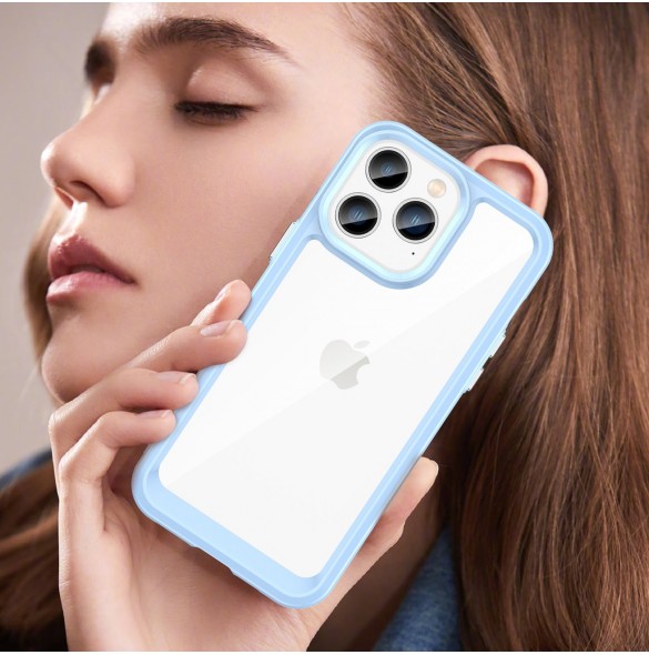 Outer Space Case iPhone 14 Pro Max hårt skal med en blå gelram
