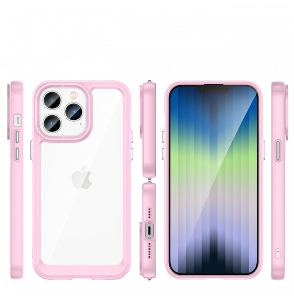 Outer Space Case iPhone 14 Pro Max hårt skal med en rosa gelram