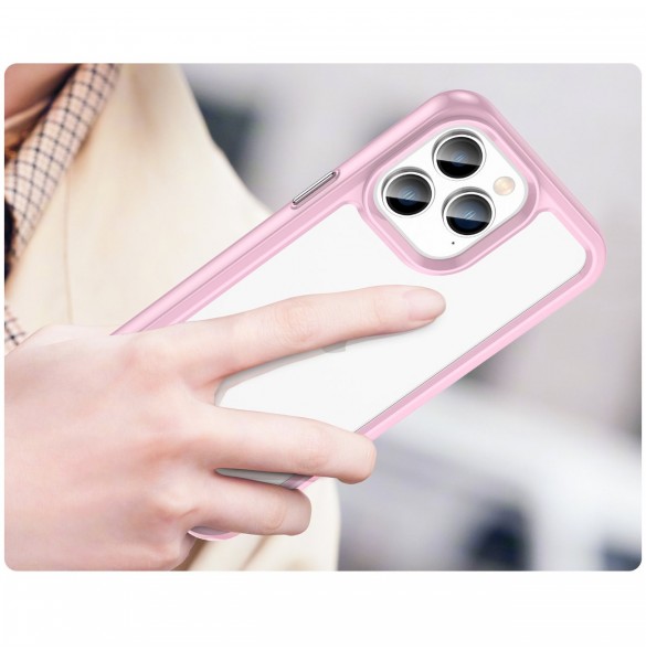 Outer Space Case iPhone 14 Pro Max hårt skal med en rosa gelram