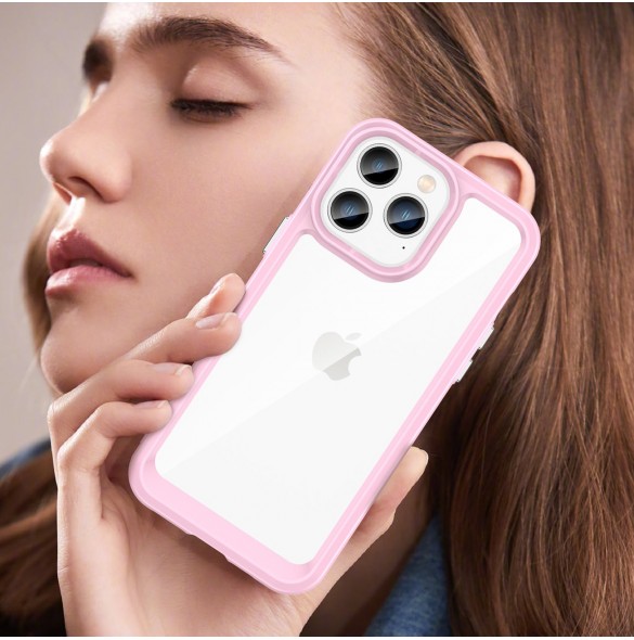 Outer Space Case iPhone 14 Pro Max hårt skal med en rosa gelram