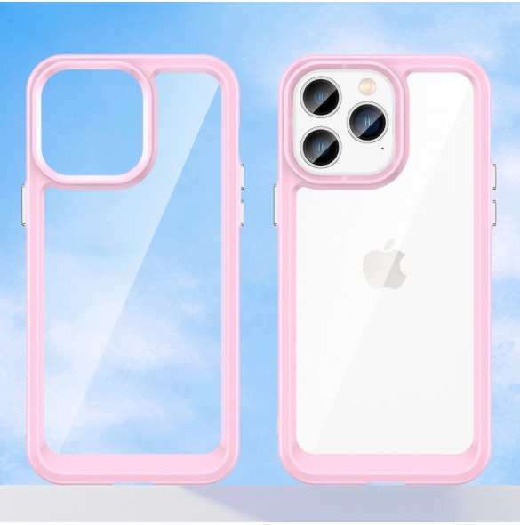 Outer Space Case iPhone 14 Pro Max hårt skal med en rosa gelram
