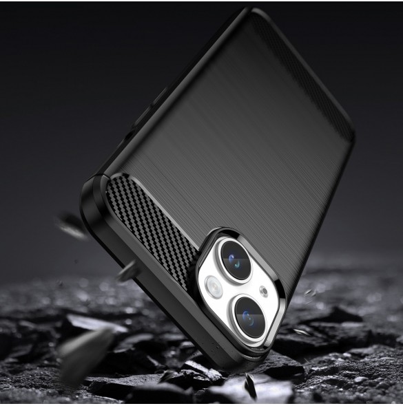 Carbon Case för iPhone 14 Plus flexibelt gel bakskal svart