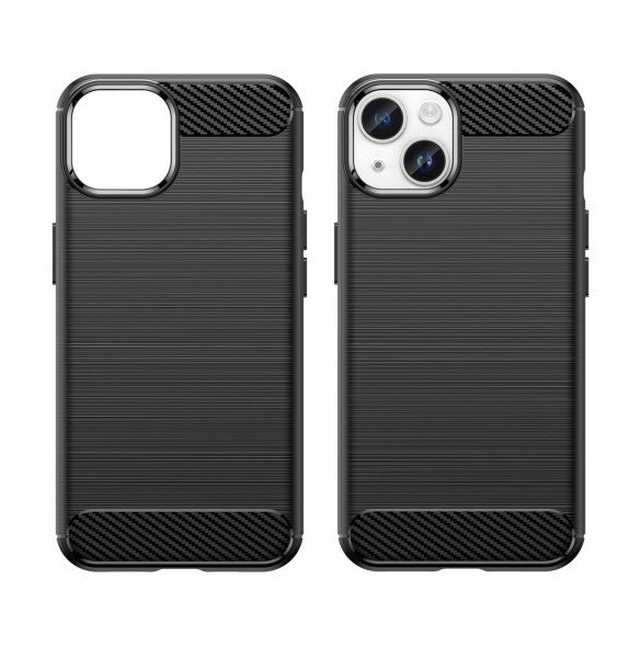 Carbon Case för iPhone 14 Plus flexibelt gel bakskal svart