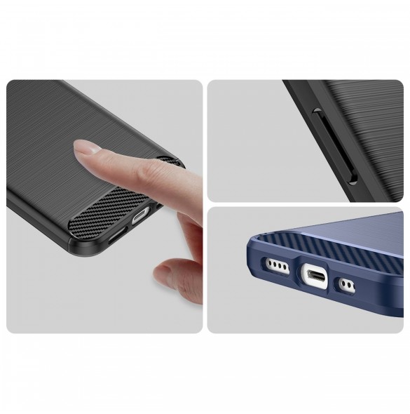 Carbon Case för iPhone 14 Plus flexibelt gel bakskal svart