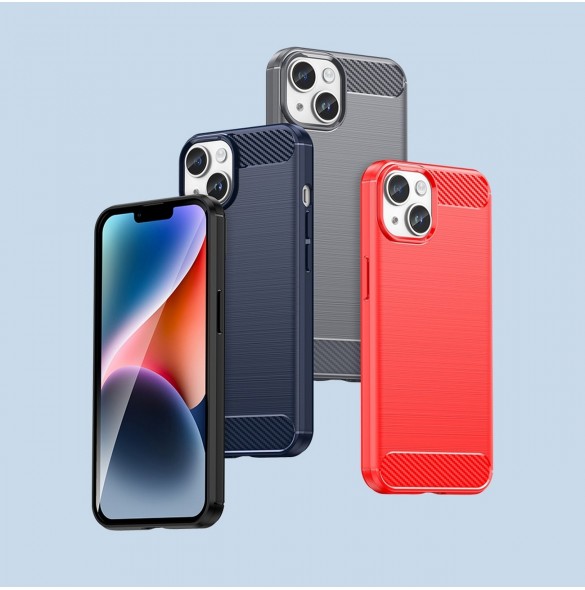Carbon Case för iPhone 14 Plus flexibelt gel bakskal svart