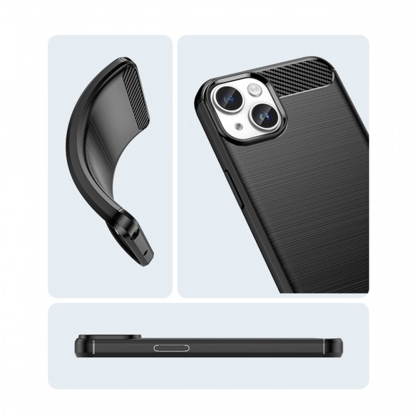 Carbon Case för iPhone 14 Plus flexibelt gel bakskal svart