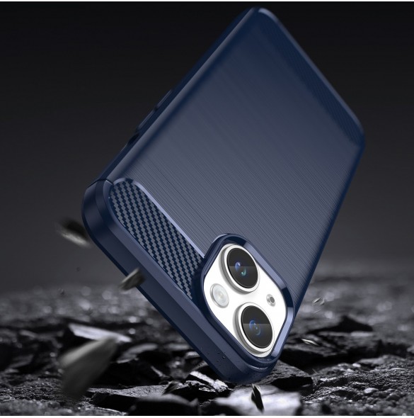 Carbon Case för iPhone 14 Plus flexibelt bakskal i gel blått
