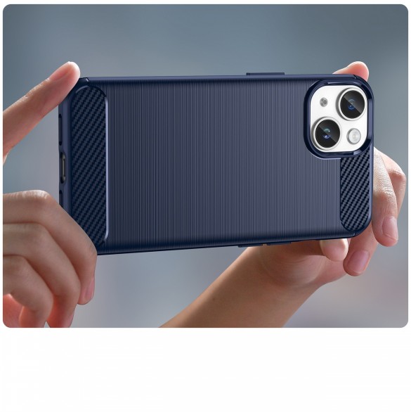 Carbon Case för iPhone 14 Plus flexibelt bakskal i gel blått