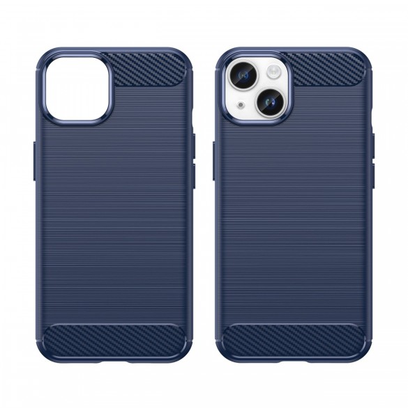 Carbon Case för iPhone 14 Plus flexibelt bakskal i gel blått
