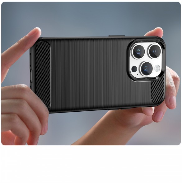 Carbon Case iPhone 14 Pro flexibelt gel bakskal svart