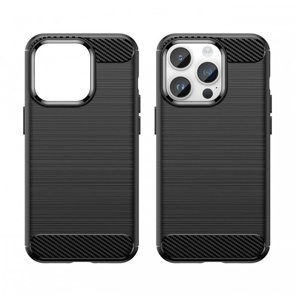 Carbon Case iPhone 14 Pro flexibelt gel bakskal svart