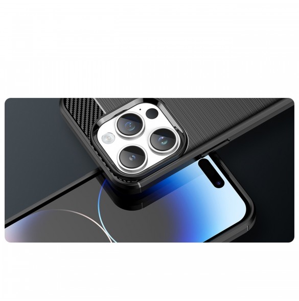 Carbon Case iPhone 14 Pro flexibelt gel bakskal svart