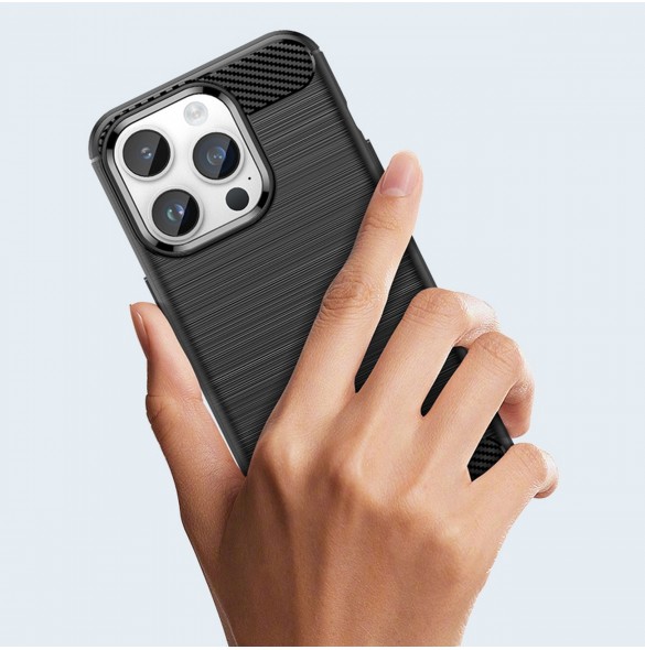 Carbon Case iPhone 14 Pro flexibelt gel bakskal svart