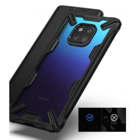Svart och väldigt snyggt skydd för Huawei Mate 20 Pro.