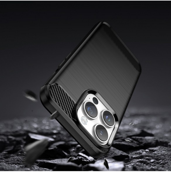 Carbon Case iPhone 14 Pro Max flexibelt gel bakskal svart