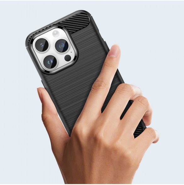 Carbon Case iPhone 14 Pro Max flexibelt gel bakskal svart