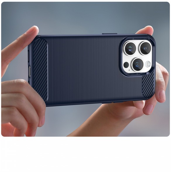 Carbon Case för iPhone 14 Pro Max flexibelt bakskal i gel blått