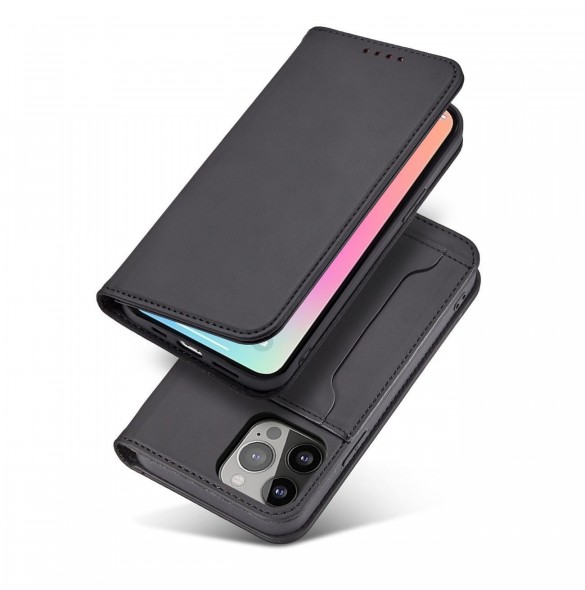 Magnet Kortfodral fodral för iPhone 14 Pro flip cover plånboksställ svart