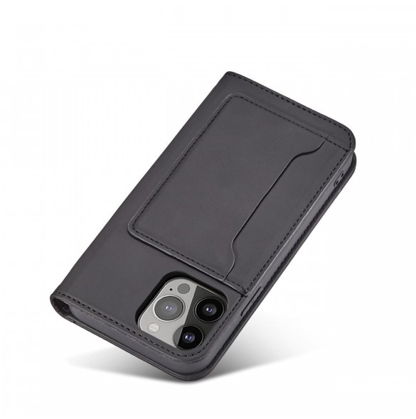 Magnet Kortfodral fodral för iPhone 14 Pro flip cover plånboksställ svart