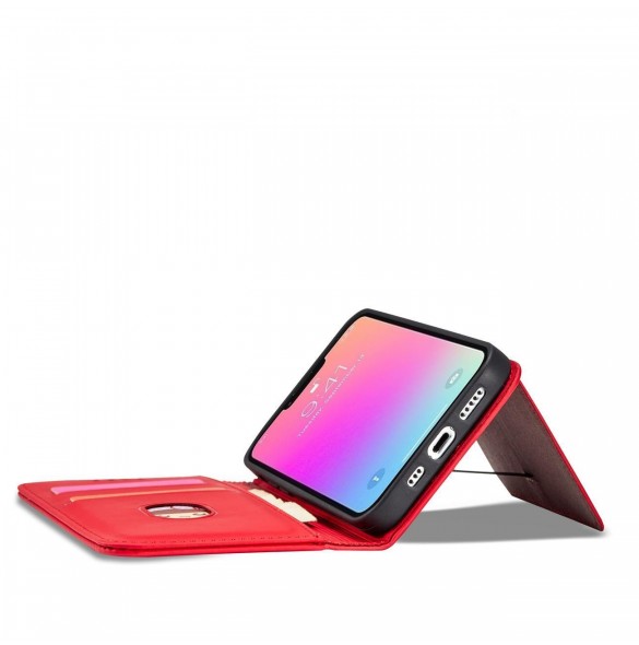 Magnetkortfodral för iPhone 14 Pro flip-fodral plånboksställ rött