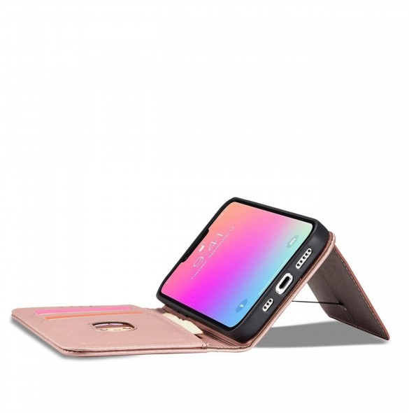 Magnetkortfodral för iPhone 14 Pro flip cover plånboksställ rosa