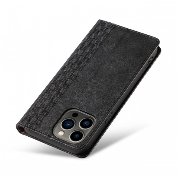 Magnet Strap Fodral för iPhone 14 Pro Flip Wallet Mini Lanyard Stand Svart