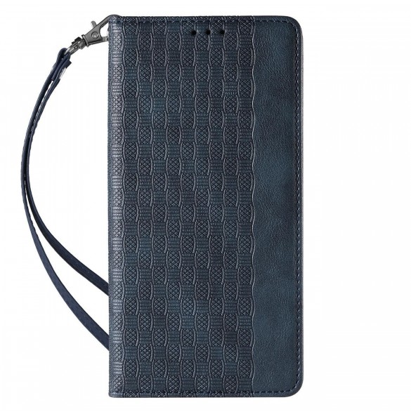 Magnet Strap Case iPhone 14 Pro Flip Wallet Mini Lanyard Stand Blå